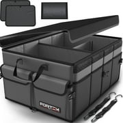 FORTEM Car Trunk Organizer, Collapsible Multi Compartment SUV Organizer, Foldable Storage for Car Accessories for Women Men, 600D Oxford, Non Slip Bottom, Securing Straps, Soft Cover (65L)