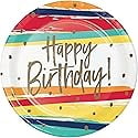 PTYC 356648 9 in. Birthday Stripes Dinner Paper Plate, Multi Color