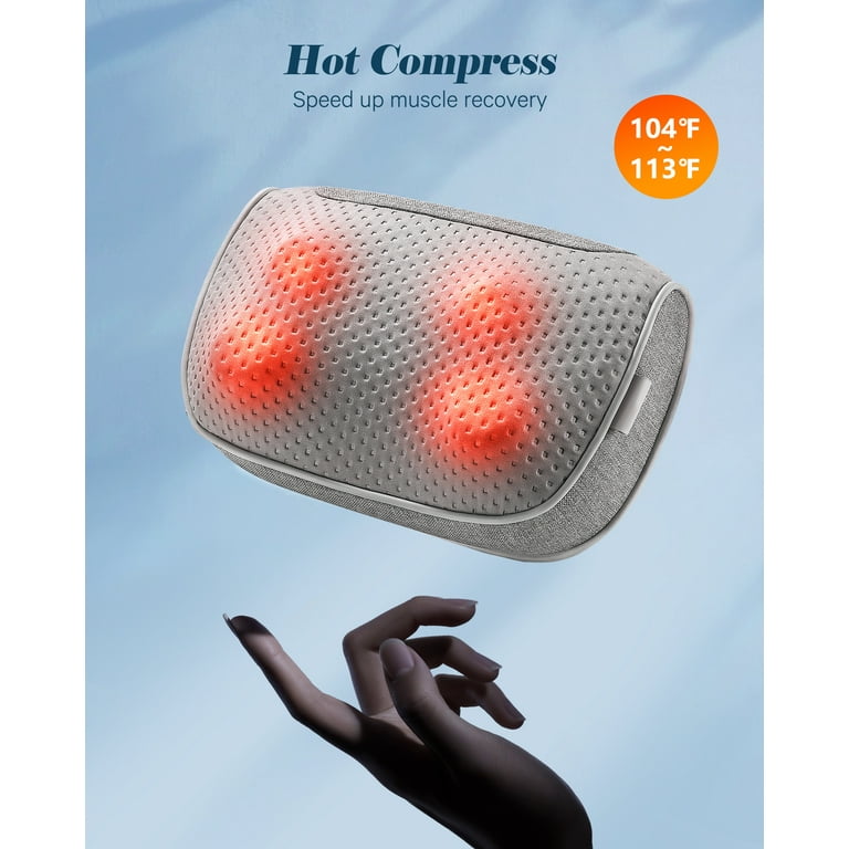 ALLJOY Cordless Shiatsu Neck and Back Massager with Soothing Heat,  Rechargeable 3D Kneading Massage Pillow for Muscle Pain Relief, Use  Unplugged