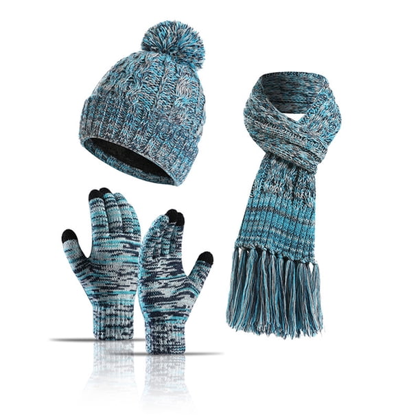 Naiovety Conjunto de guantes y bufanda para mujer, accesorios de ropa, sombreros de punto elegantes para exteriores, accesorio de ropa de punto Azul
