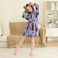 thumbnail image 3 of FORMRS Niños Bathrobe Unisex Hooded Robe Soft Plush Pajamas Sleepwear, Size 2-3T, Halloween Cats, 3 of 7