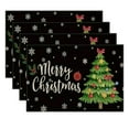 thumbnail image 2 of PONPRNGY Christmas Placemats Set of 4, Christmas Merry Placemats, Winter Festival Kitchen Dining Table Mats, Linen Fabric, Winter Holiday Decoration 12 x 18 Inch, 2 of 8