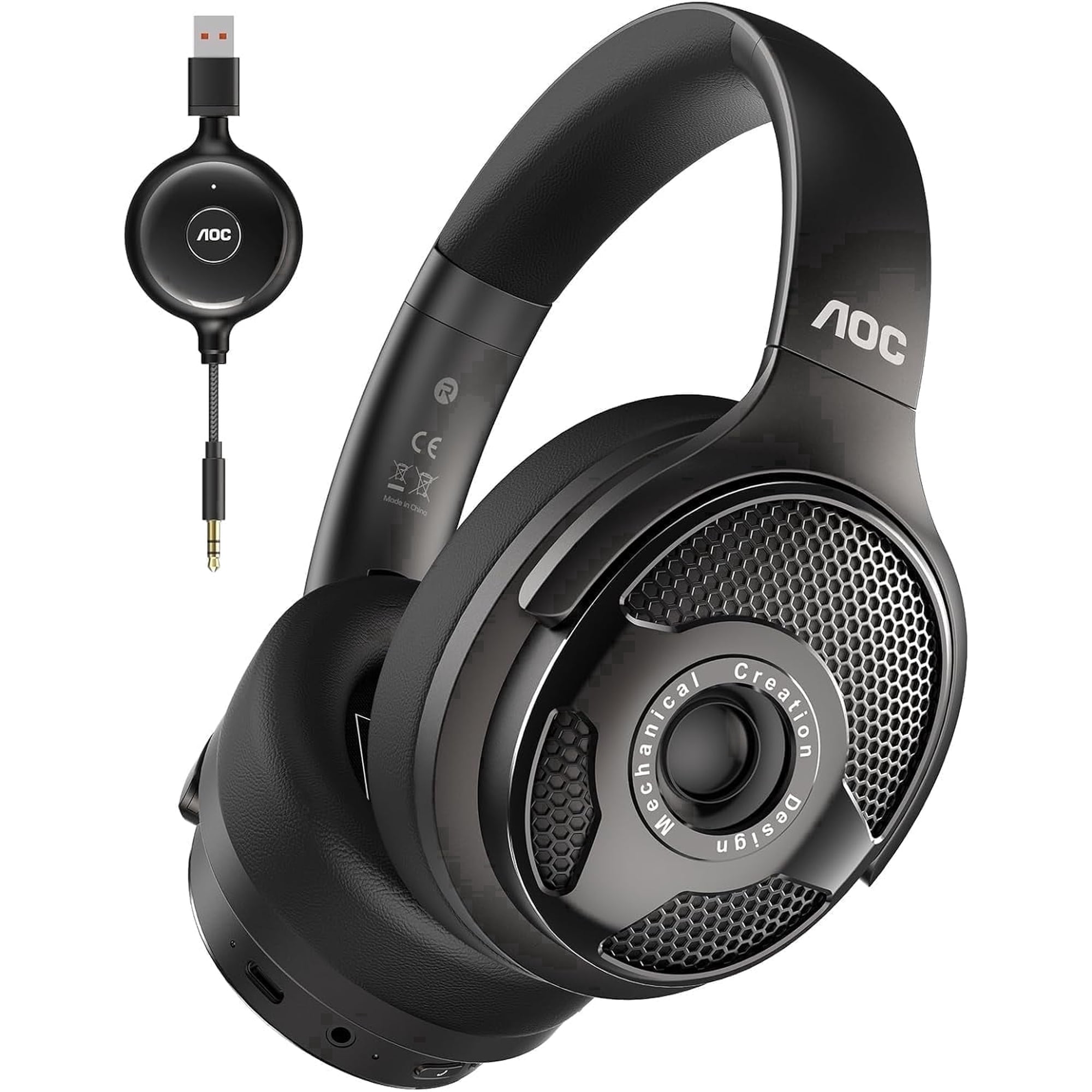 AOC Wireless Headphones for TV Watching - 2.4GHz Plug & Play Transmitter, Zero Audio Delay, 48H Battery, over Ear Headset with Bluetooth 5.4 - for Seniors, TV Watching, Home Theater