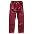 thumbnail image 5 of GigrtiJin Toddler Kids Teen's Leather Pants Solid Color Elastic Waisted Straight Leg Pants 3-13 Years, 5 of 5