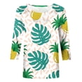 thumbnail image 4 of IROINID en Solde Polyester T-shirt à Manches Longues pour Femmes Confortable Imprimé T-shirt Ample Blouse Col Rond Hauts, Blanc, 4 of 5