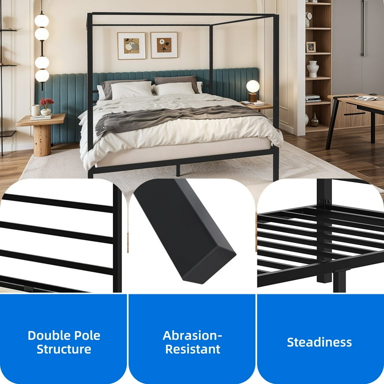 Dextrus King Size Platform Metal Bed Frame with Wooden Slats Dextrus King Size Platform Metal Bed Frame with Wooden Slats