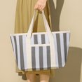 thumbnail image 2 of Bolso de mano tejido a rayas de colores de gran capacidad, moderno y casual, bolso de hombro para mujer, 2 of 4
