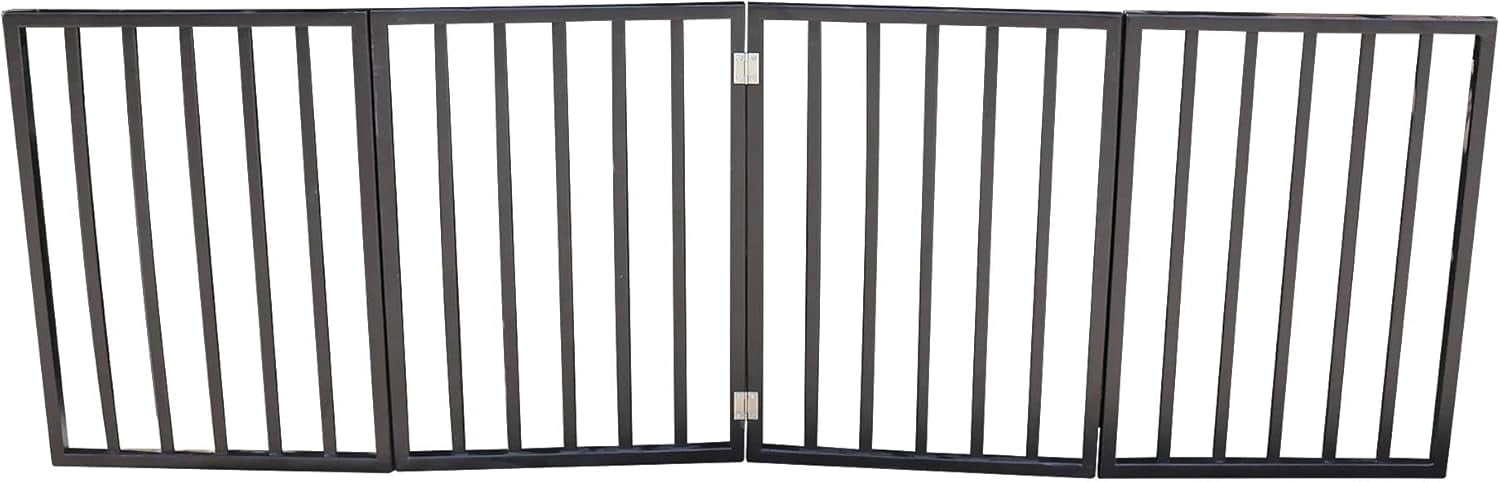 Pet Gate for Dogs Folding Freestanding Wooden Dog Gate for Doorways Stairs and House Arc Design Brown