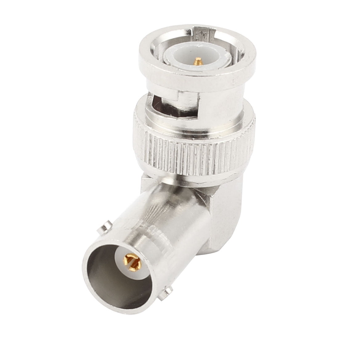 Unique Bargains Silver Tone BNC Male to Female Plug Right Angle L Type