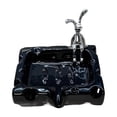thumbnail image 2 of Jaboneta cerámica de conejo de Pascua con desagüe | Adorable decoración de encimera para el lavabo del baño y la cocina | Cerámica Negra Blanca Vidriada Cocida en Horno | 5,3x4,7 pulgadas |, 2 of 6
