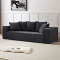 thumbnail image 3 of 88.97" Corduroy Sectional Sofa Couch, Modern Upholstered Sponge Floor Sofa with 5 Pillows, 3 Seater Sofa Furniture for Living Room, Bedroom, Apartment and Office, 3 of 7