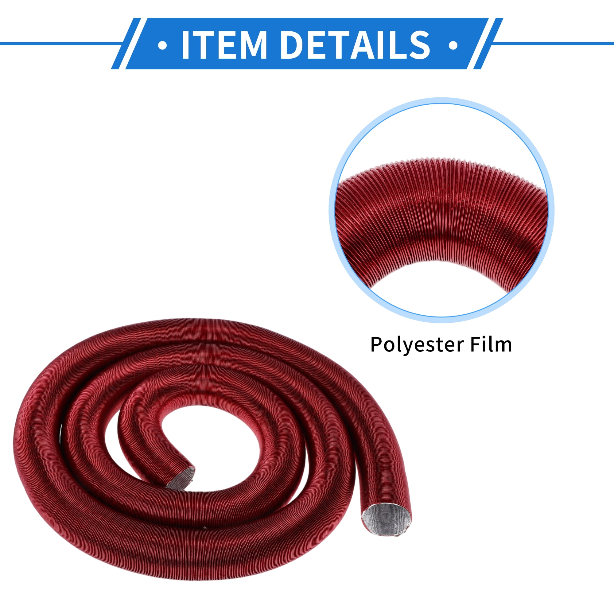Unique Bargains 42mm Dia 500cm Car Heater Duct Pipe   Aluminum Foil Warm Air Ducting Hose for Diesel Heater Red