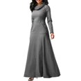 thumbnail image 2 of ZANZEA Robe Longue Unie pour Femmes, Soirée, Nœud, Manches Longues, Poches, 2 of 6