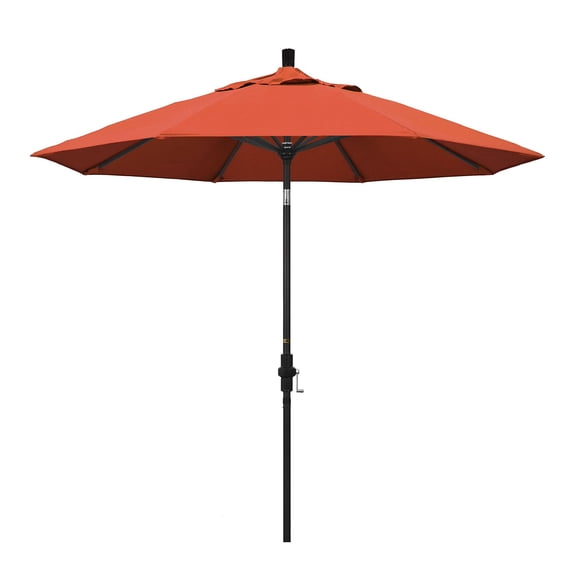 California Umbrella Parasol de Patio 9 Pieds Golden State Series avec Mât en Aluminium Noir Pierre, Baleines en Aluminium, Col, Inclinaison, Manivelle de Levage, avec Tissu Sunbrella 2A Henna
