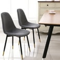 thumbnail image 2 of Of 4 Gray Dining Chairs - Dense Foam Seat And Back, Velvet Upholstery, Metal Legs With Gold Highlights, 17.36"w X 22.14"d 32.39"h 4 Thick Seat, Golden Finish,, 2 of 6