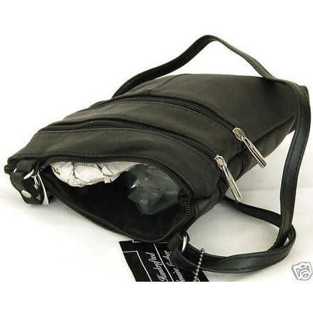 New All Leather Organizer Purse Mini Handbag Travel Bag Zippered Shoulder (Best Travel Purse Crossbody)