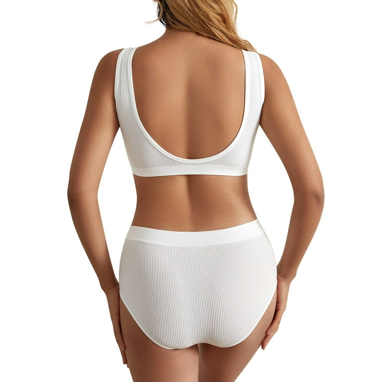 CLZOUD Woman Underwear White Nylon,Spandex Women's 2 Piece