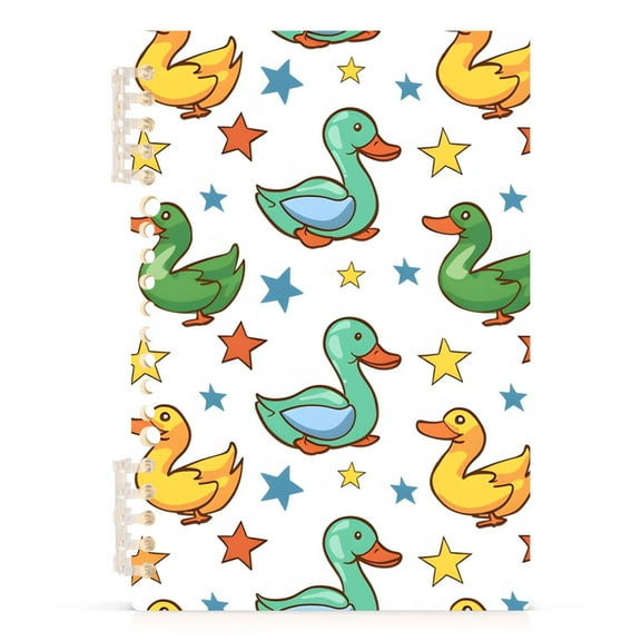 Cartoon Duck and Star Spiral Journal Notebook College Ruled Notebook 8.3" x 5.7" A5 Lined Thick Paper Page