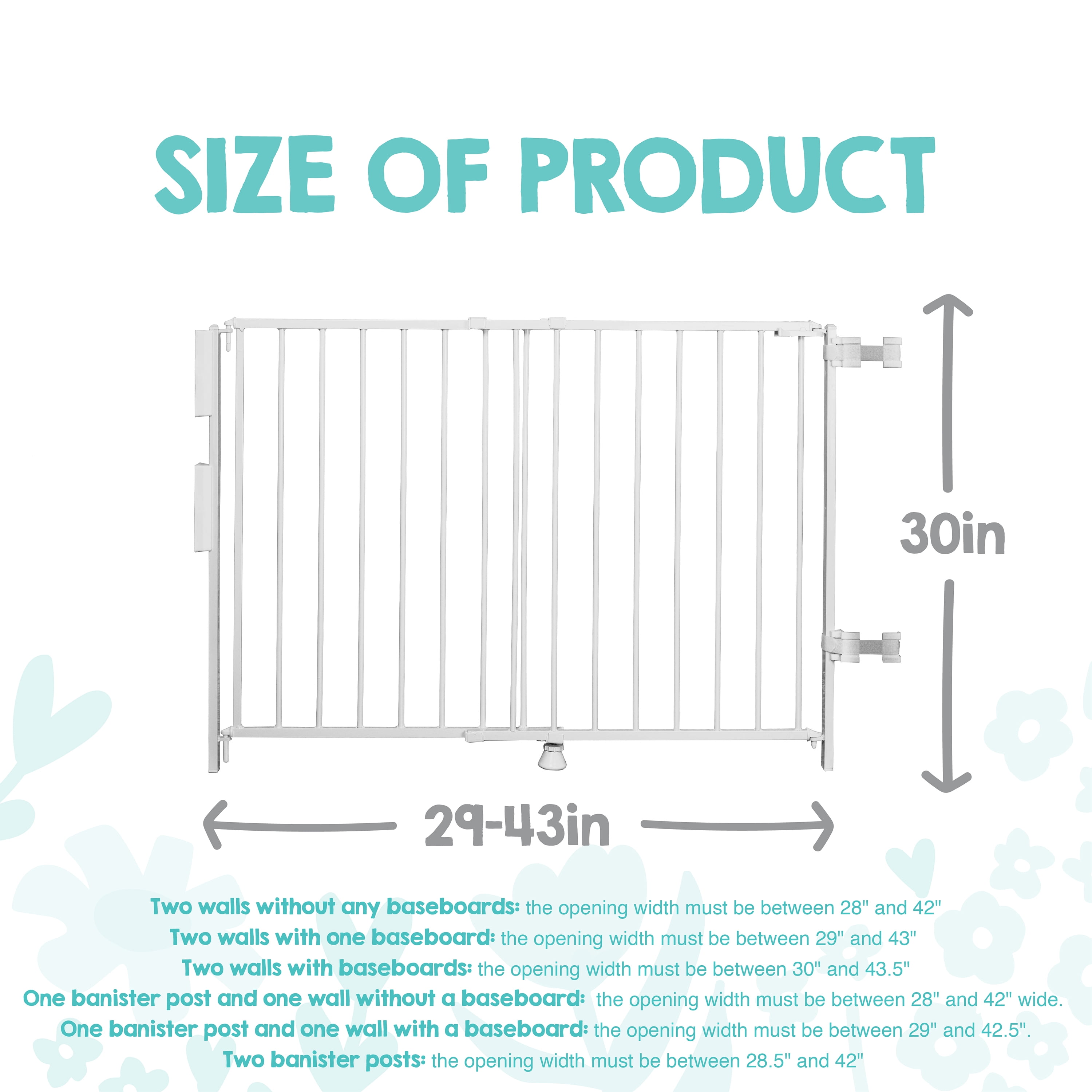 Regalo 2-in-1 Stairway and Hallway Wall Mounted Baby Safety Gate, White, Ages 6 to 24 Months
