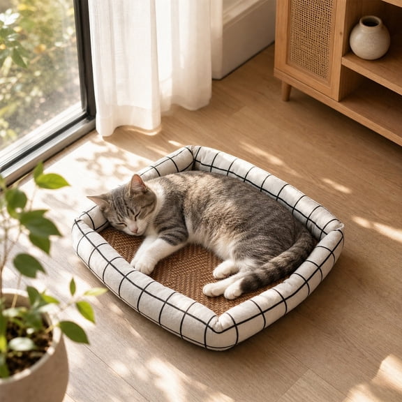 Fmbmuo Pet Bed With Mesh Mat , Breathable Washable Summer Cooling Dog Bed , Indoor Cat Bed For Cats Small Dogs