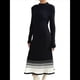thumbnail image 2 of Vestido Tipo Suéter de Larga con Dobladillo A Rayas y Bloques de Color para Mujer, Plisado, Corte en A, de Punto Acanalado Negro L, 2 of 10