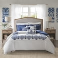 thumbnail image 2 of MADISON PARK SIGNATURE Indigo Sky Faux Linen Comforter Set (Queen), 2 of 15