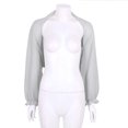 thumbnail image 3 of Zaldita Women's Sheer Chiffon Long Sleeve Kimono Cardigan Beach Sunscreen Cover-ups Shawl Light Grey One Size, 3 of 7
