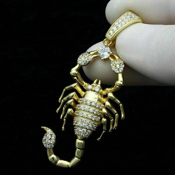 2.5 Ct Round Diamond Scorpion Horoscope Charm Pendant Men's 14k Yellow Gold Over