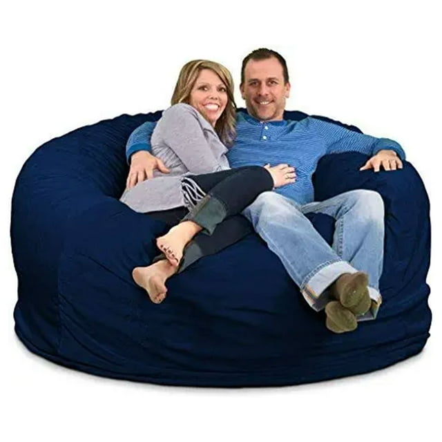 Ultimate Sack 6 Ft Foam Filled Washable Suede Covered Bean Bag Chair, Navy