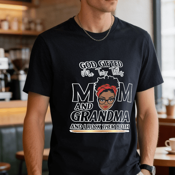 Soft 100% Cotton Black Tee for Mother's Day, Unisex Short Sleeve T-Shirt, Breathable Summer Top for Women and Men, Perfect Matching Family Gift for Mom, Mother, or Grandmother.