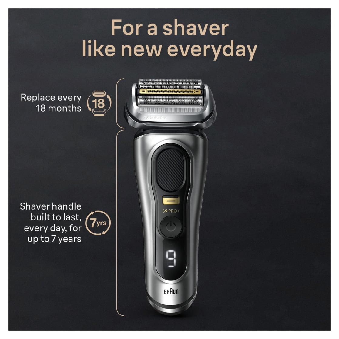 Braun Series 9 PRO+ Wet & Dry Electric Shaver, Charging Stand