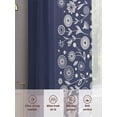 thumbnail image 5 of Japanese Sheer Curtains 72 Inch Length 2 Panels Set, Navy Blue Country Flowers Leaves Aesthetic Voile Window Treatment Rod Pocket Curtains Sheers Drapes for Bedroom/Living Room/Kitchen 52"x72"x2, 5 of 7