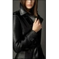 thumbnail image 2 of Women Designer Black Trench FAUX Leather Long Coat with Belt Trench Outerwear Coat Slim Fit Style for Ladies SouthBeachLeather X-Small, 2 of 3