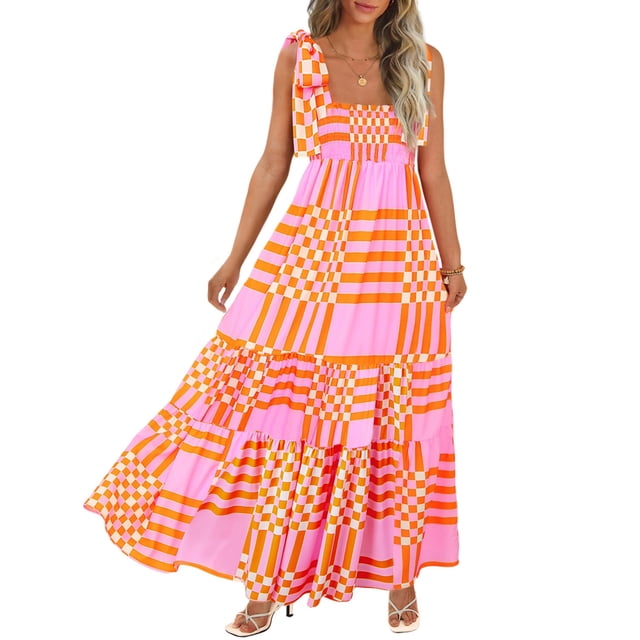 Vestido largo CURBODO para mujer, estilo bohemio, tirantes finos, corte A