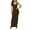 Coffee, variant on Horkkom Plus Size Dress for Women Summer Sleeveless V Neck Maxi Dress Casual Solid Color Slim Beach Dress