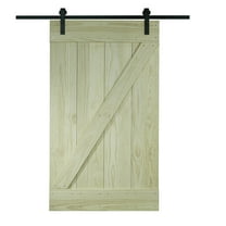 American Wood Unfinished Pine Z-design Wood Barn Door Kit (30x80)