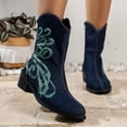 thumbnail image 4 of NECHOLOGY Botas Mujer Adulto Femenino Zapatos Botines para mujer Botas de mezclilla para mujer Botas de tobillo estampadas de moda Botas de mujer de tacón bajo grueso (Blue, 8), 4 of 7