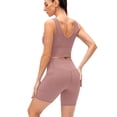 thumbnail image 4 of Conjuntos de entrenamiento de yoga para mujer Trajes de ejercicio de dos piezas Medias cruzadas de cintura alta - Rosa, 4 of 6