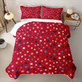 thumbnail image 2 of Manfei Geometric Stars Rhombus Twin Quilt Set,Cute Cartoon Themed Twin Coverlet Set,Red,Black Reversible,2pcs,1 Bedspread and 1 Pillowcase, 2 of 7