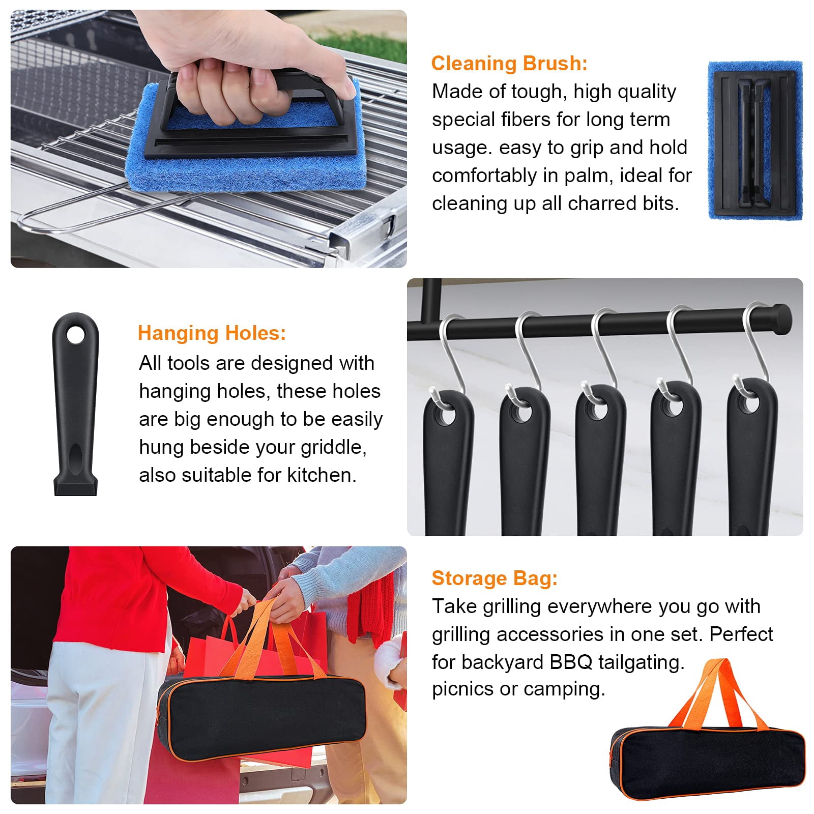 Blackstone Griddle Accessories Kit 16pcs Flat Top Grill Set For And Camp Chef With Spatula Scraper Cleaning &carry Bag Great Outdoor Bbq & Teppanyaki Camping