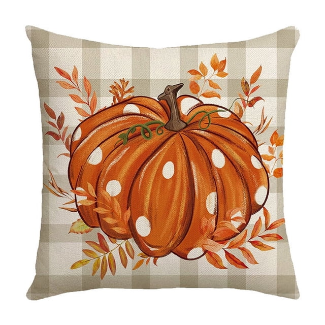 18x18 Inch Thanksgiving Pillow Cover Linen Throw Pillowcase with Invisible Zipper for Sofa Living Room Home Decor