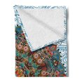 thumbnail image 2 of Mandala Soft Flannel Fleece Throw Blanket, Eastern Floral Round Ornament Influences on Marine Colored Backdrop, Cozy Plush for Indoor and Outdoor Use, 60" x 80", Multicolor, by Ambesonne, 2 of 5