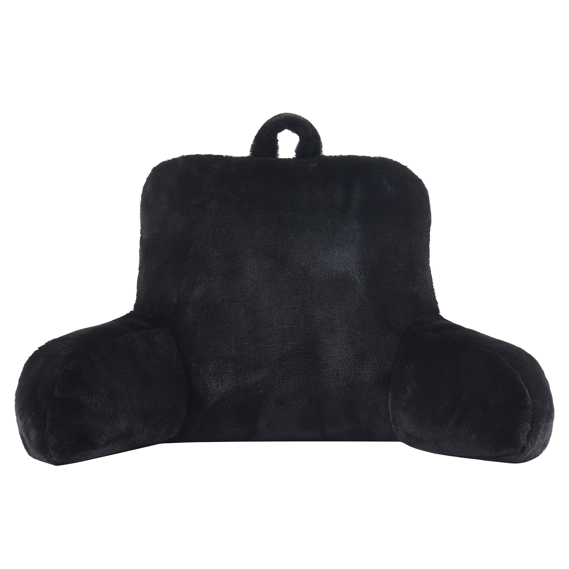 (3 pack) Mainstays Faux Fur Plush Backrest Pillow, Black