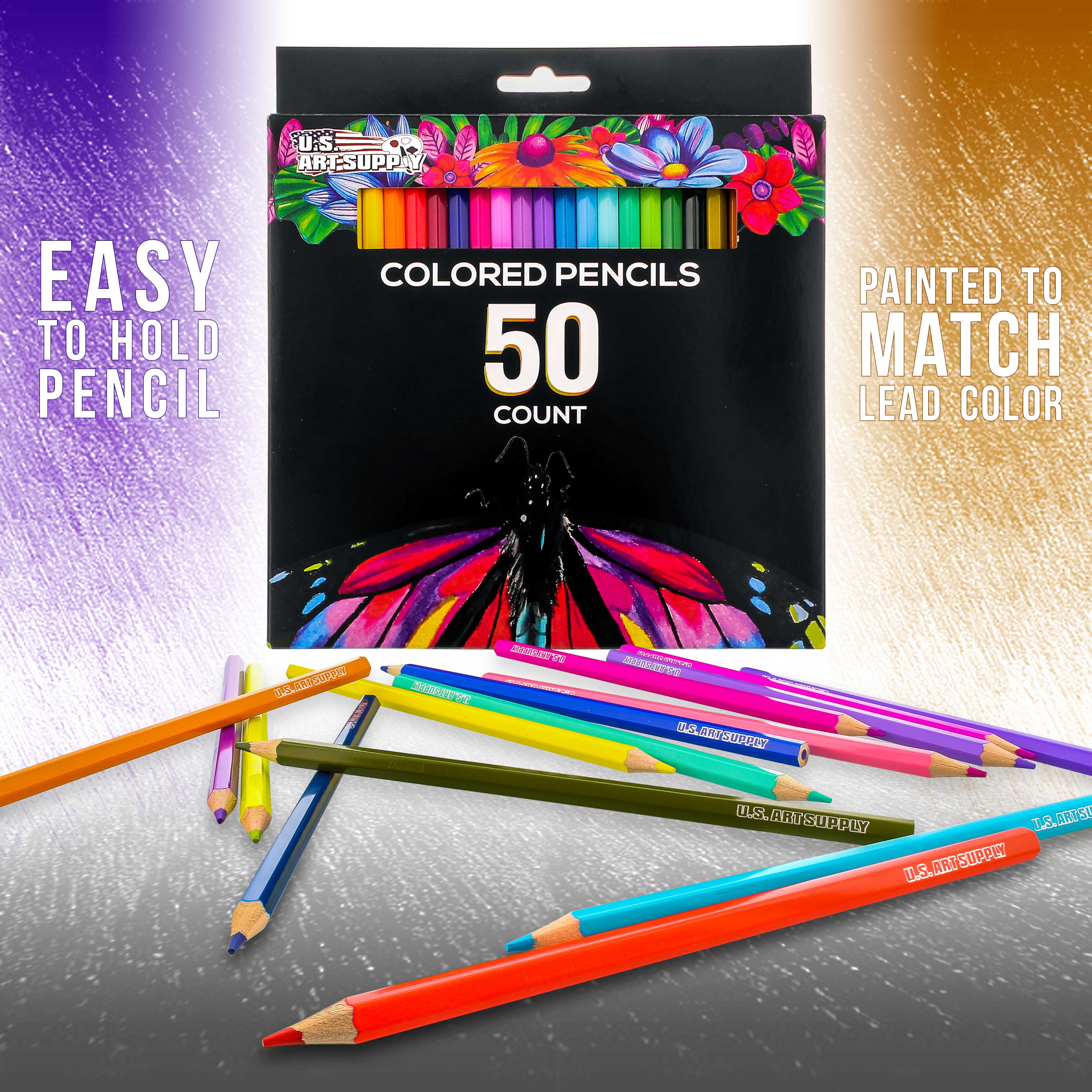 Colored Pencils Professional Drawing Bellofy 50 Piece Set Gifts for kids. Adults.