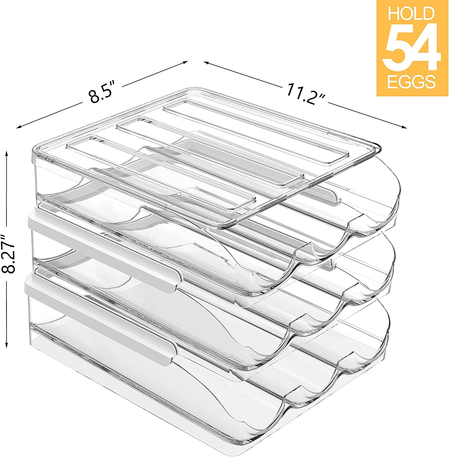 SUNFICON Egg Holder Storage Box with Lid Automatic Rolling Egg Container for Refrigerator Kitchen Egg Tray Organizer Bin for Household (3 layers)