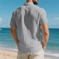 thumbnail image 5 of Men's Short Sleeve Linen Shirts Lightweight Button Henley Solid Tops with Pocket Summer Beach Vacation Casual Loose Tees Grey XL, 5 of 8