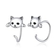 thumbnail image 1 of Pendientes de plata de ley 925 con forma de zorro, gato, lagarto, mariposa, koala, estilo retro, para mujer, 1 of 5