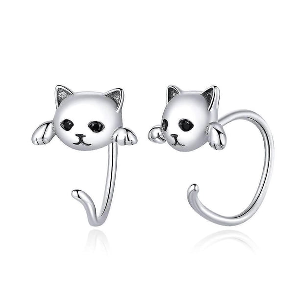 Pendientes de plata de ley 925 con forma de zorro, gato, lagarto, mariposa, koala, estilo retro, para mujer