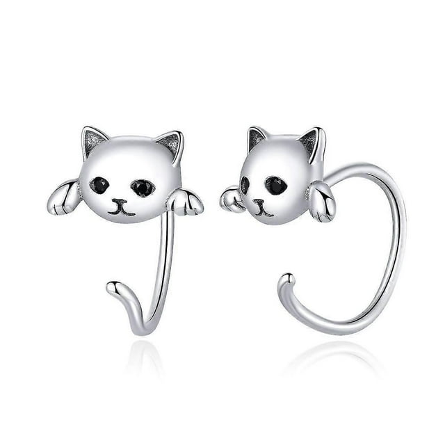 Pendientes de plata de ley 925 con forma de zorro, gato, lagarto, mariposa, koala, estilo retro, para mujer