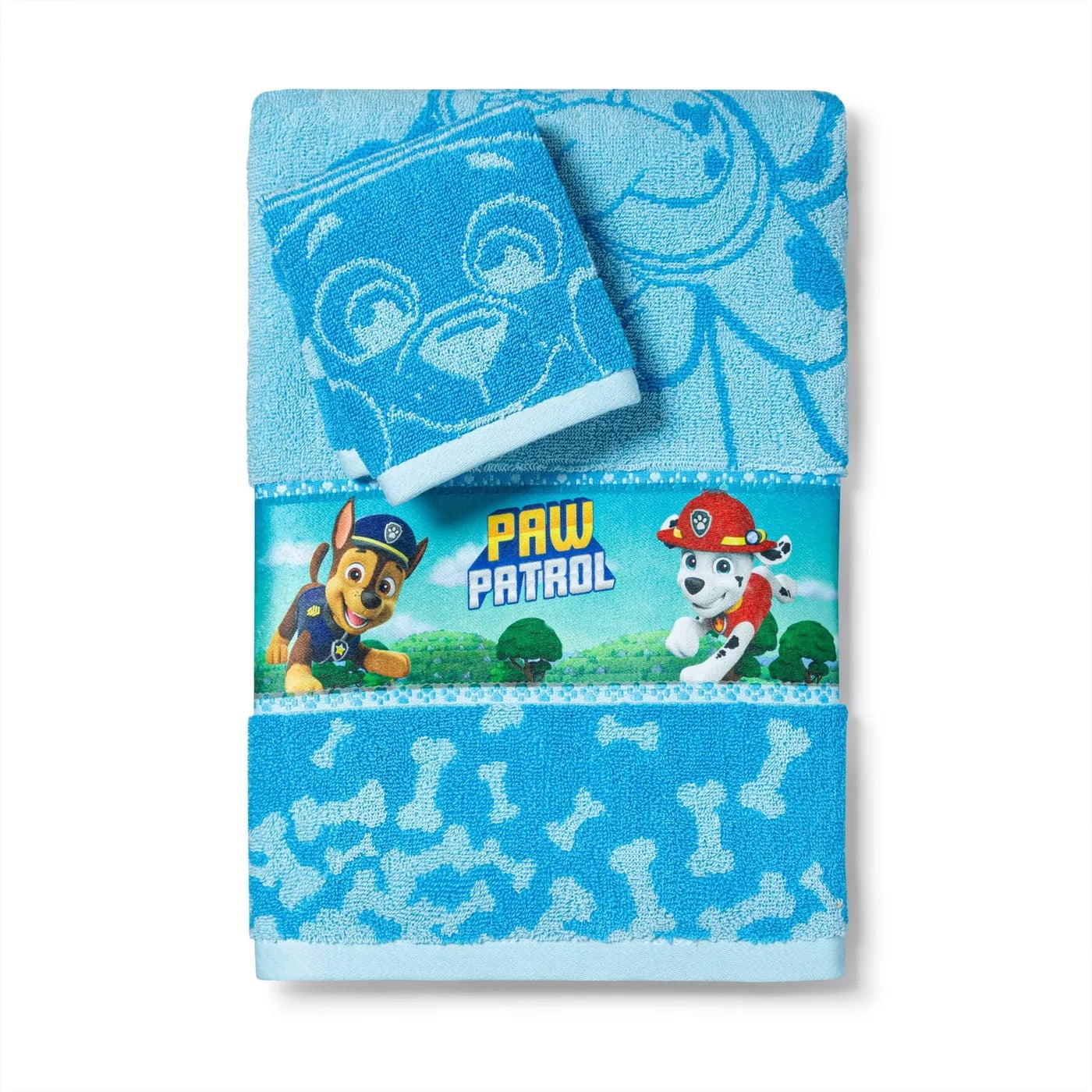 2pc paw patrol power leaps bath towel and washcloth set